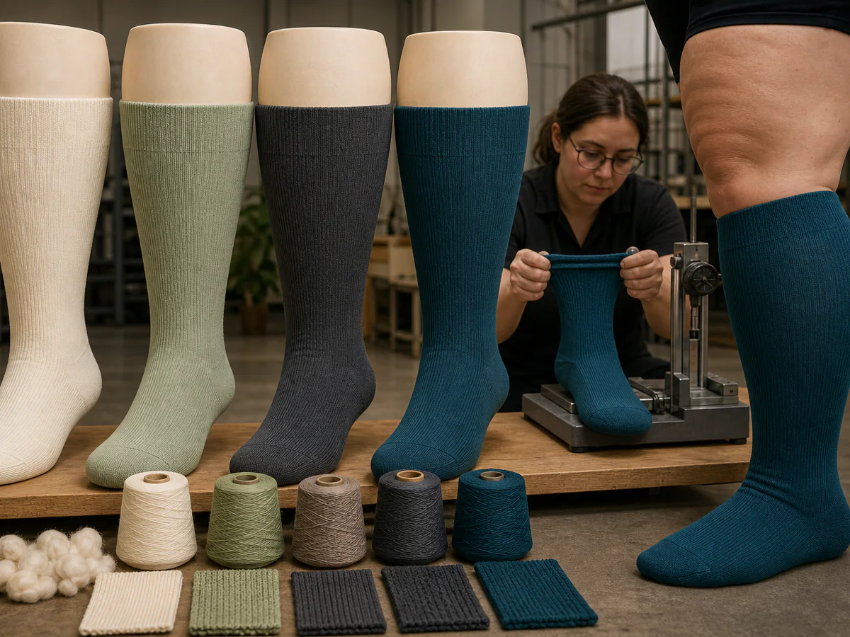 Plus size socks in different yarns and materials