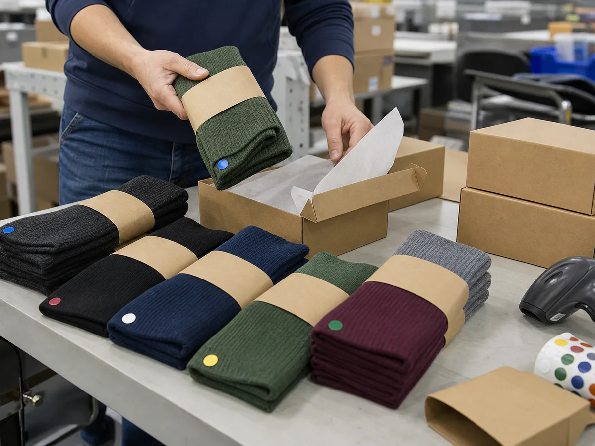 Private label plus size socks packaging preparation