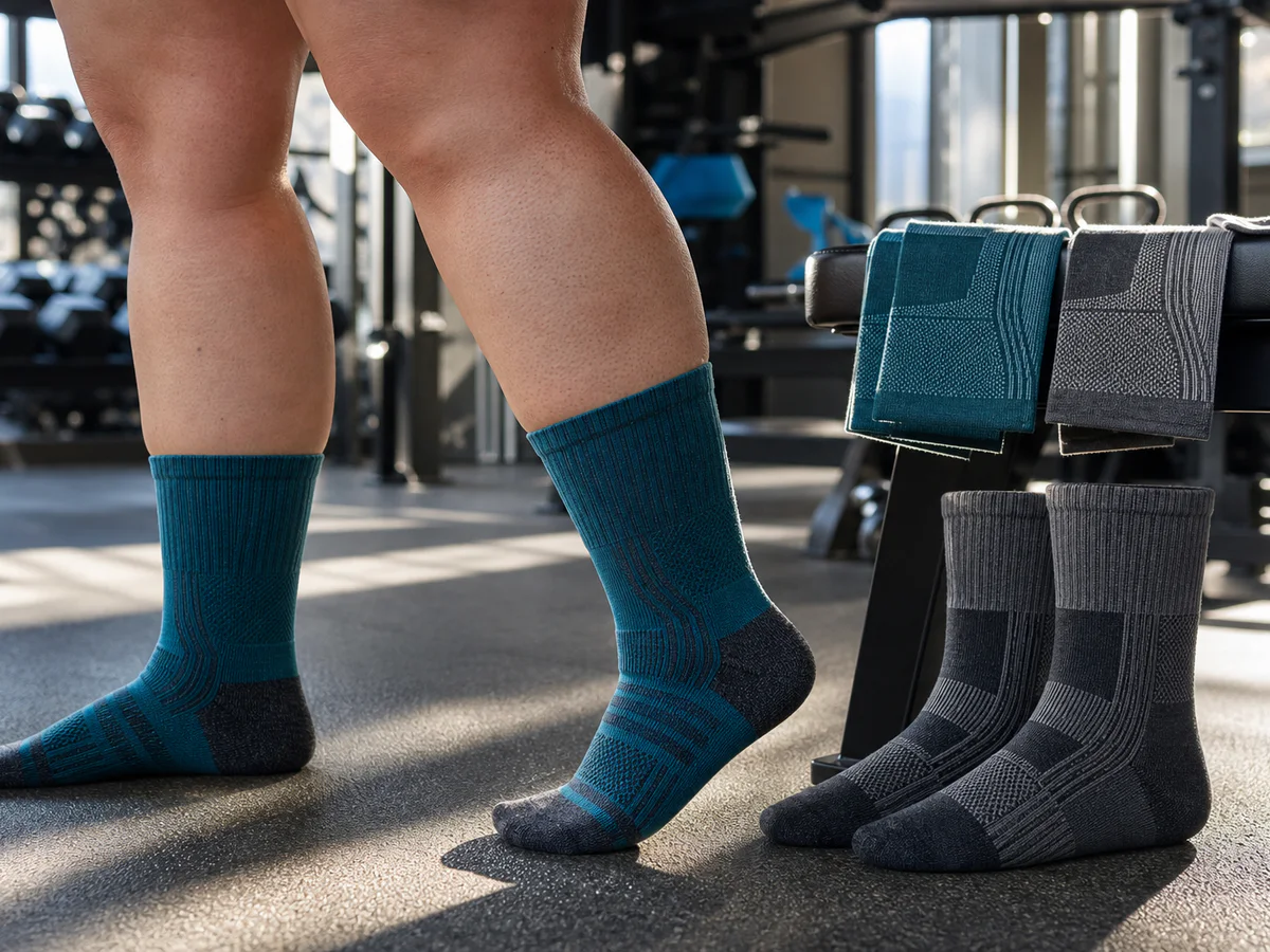 Wide calf athletic socks in a private label assortment